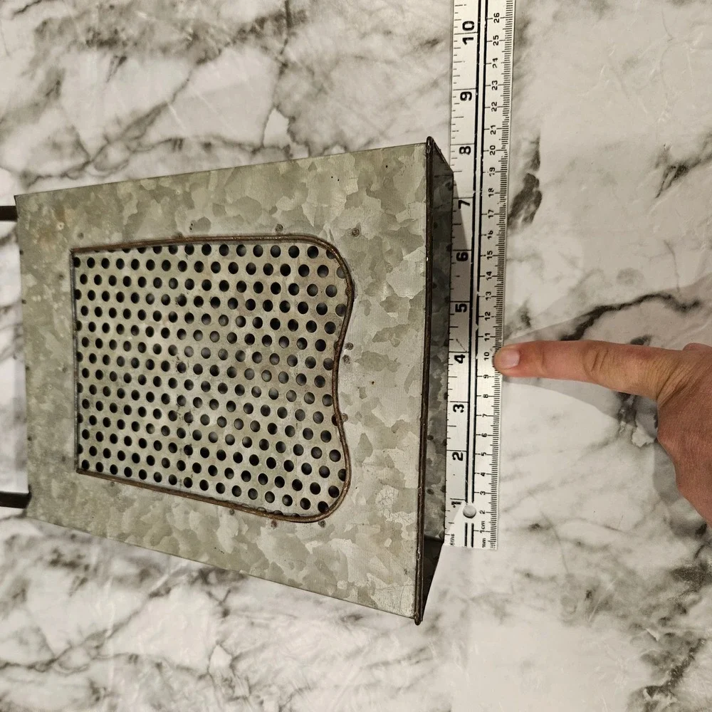 Vintage Rustic Metal Wall Box‎ Organizer Holder with Perforated Front and Handle